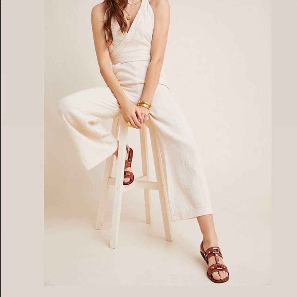 Anthropologie Demi Cream White Jumpsuit Size 2
